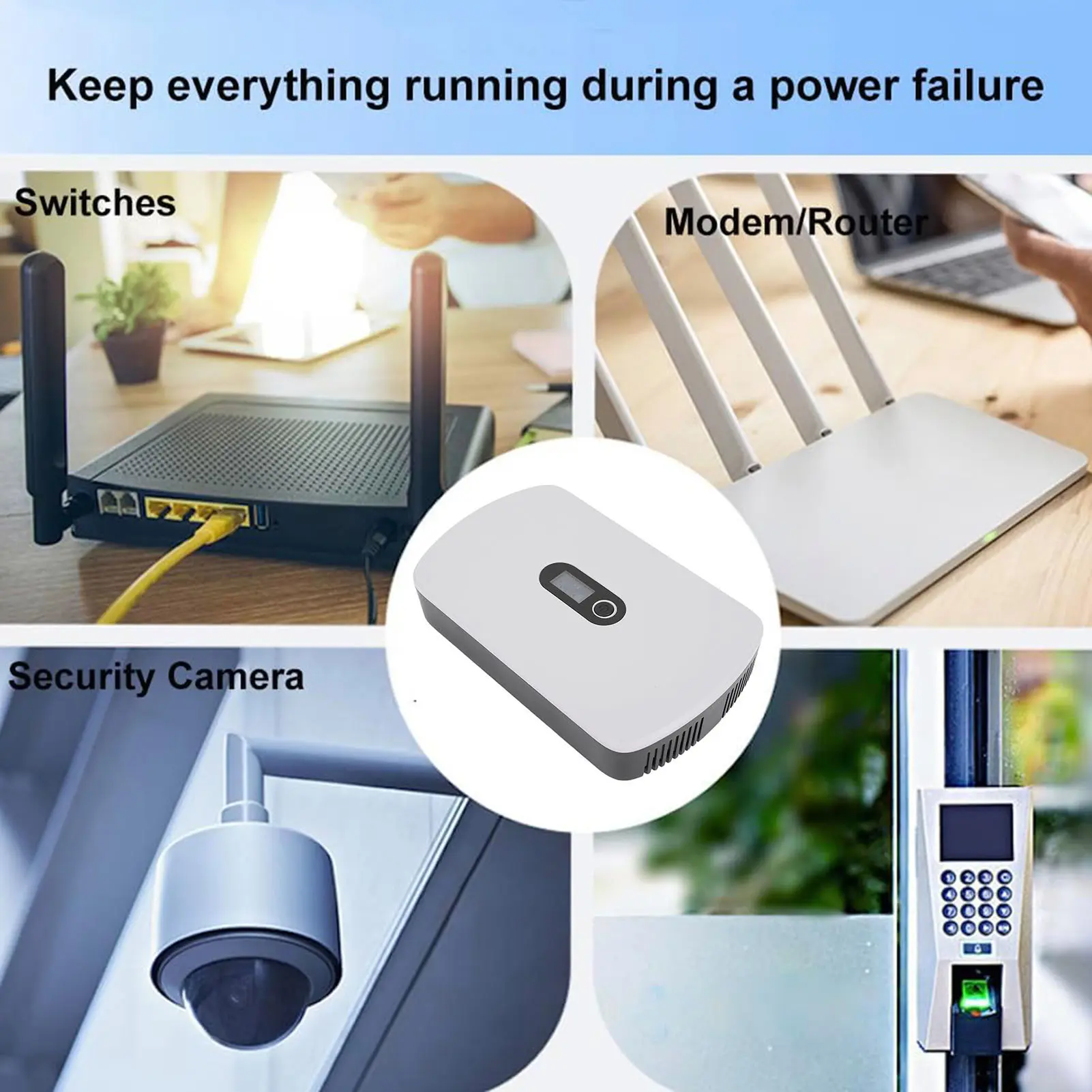 UPS Power Supply 8800mAh LCD Display Self Adaptive Uninterruptible Power Supply Backup for Routers Modems Security Cameras UPS