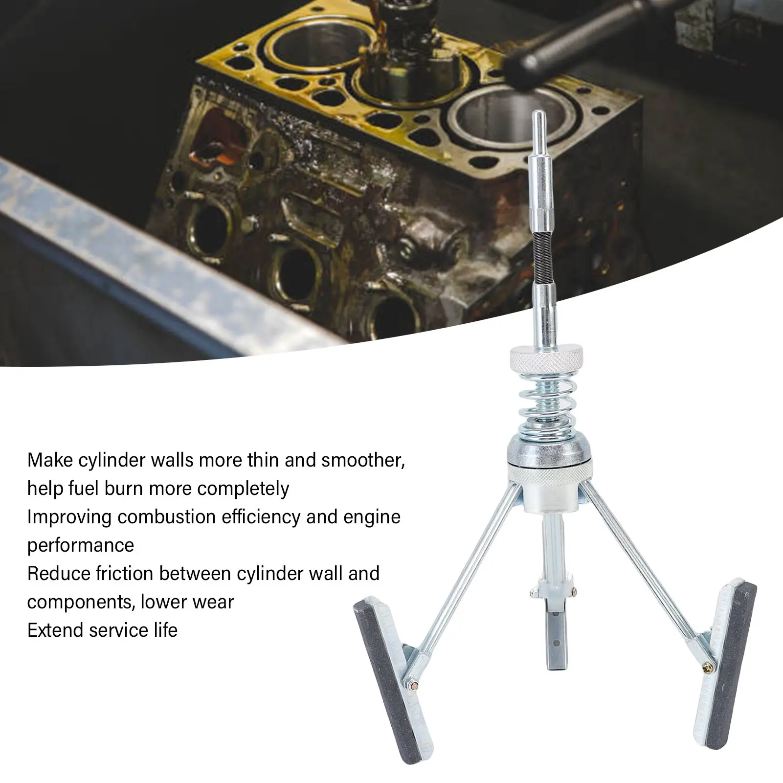 Engine Cylinder Hone Tool 2in to 6-1/2in Diameter Adjustable Deglazer 220 Grit with Extra 3Pcs 3in Long Stones