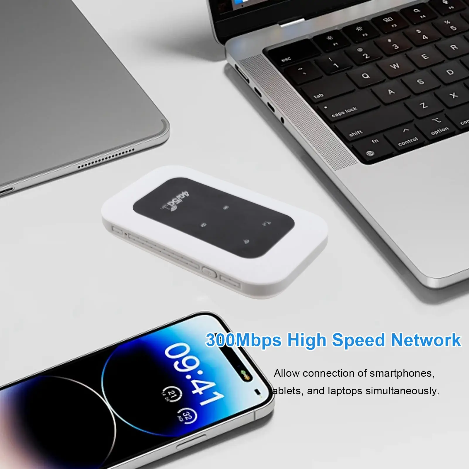 Portable 4G Router 300Mbps LTE CAT4 Mobile WiFi Hotspot Device USB C Powered 2100mAh Support Connect 10 Devices
