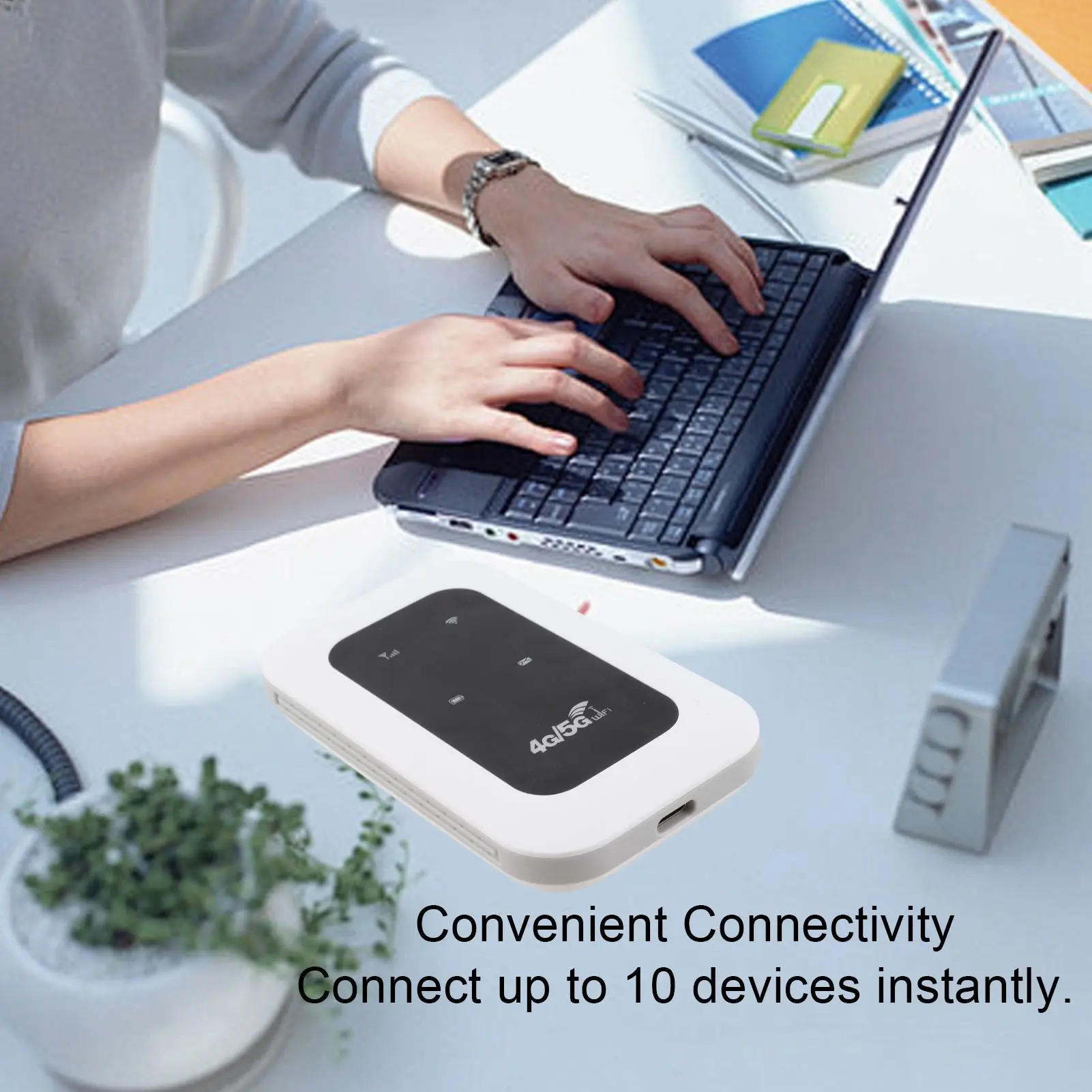 Portable 4G Router 300Mbps LTE CAT4 Mobile WiFi Hotspot Device USB C Powered 2100mAh Support Connect 10 Devices
