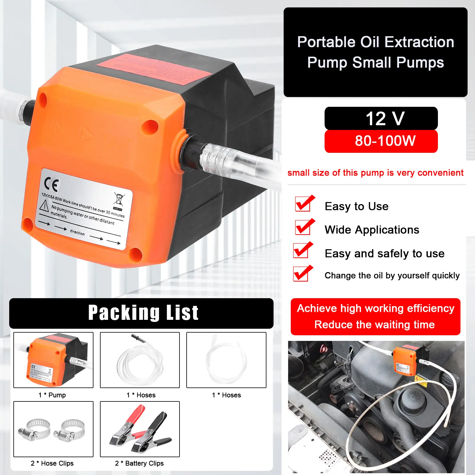 12 V Portable Oil Extraction Pump Small Pumps Car Motorcycle Truck Ship Tractor Oil Change Pumps Oil Extractor Pump