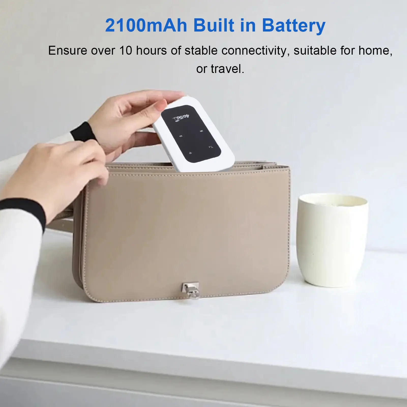 Portable 4G Router 300Mbps LTE CAT4 Mobile WiFi Hotspot Device USB C Powered 2100mAh Support Connect 10 Devices
