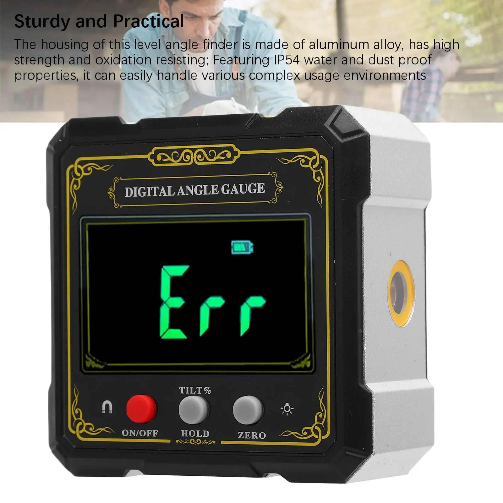 Electronic Inclinometer Digital Level Angle Meter Sensitive Tilt Sensor 4x90° Range 4 Sides Magnet for Woodworking Measurement
