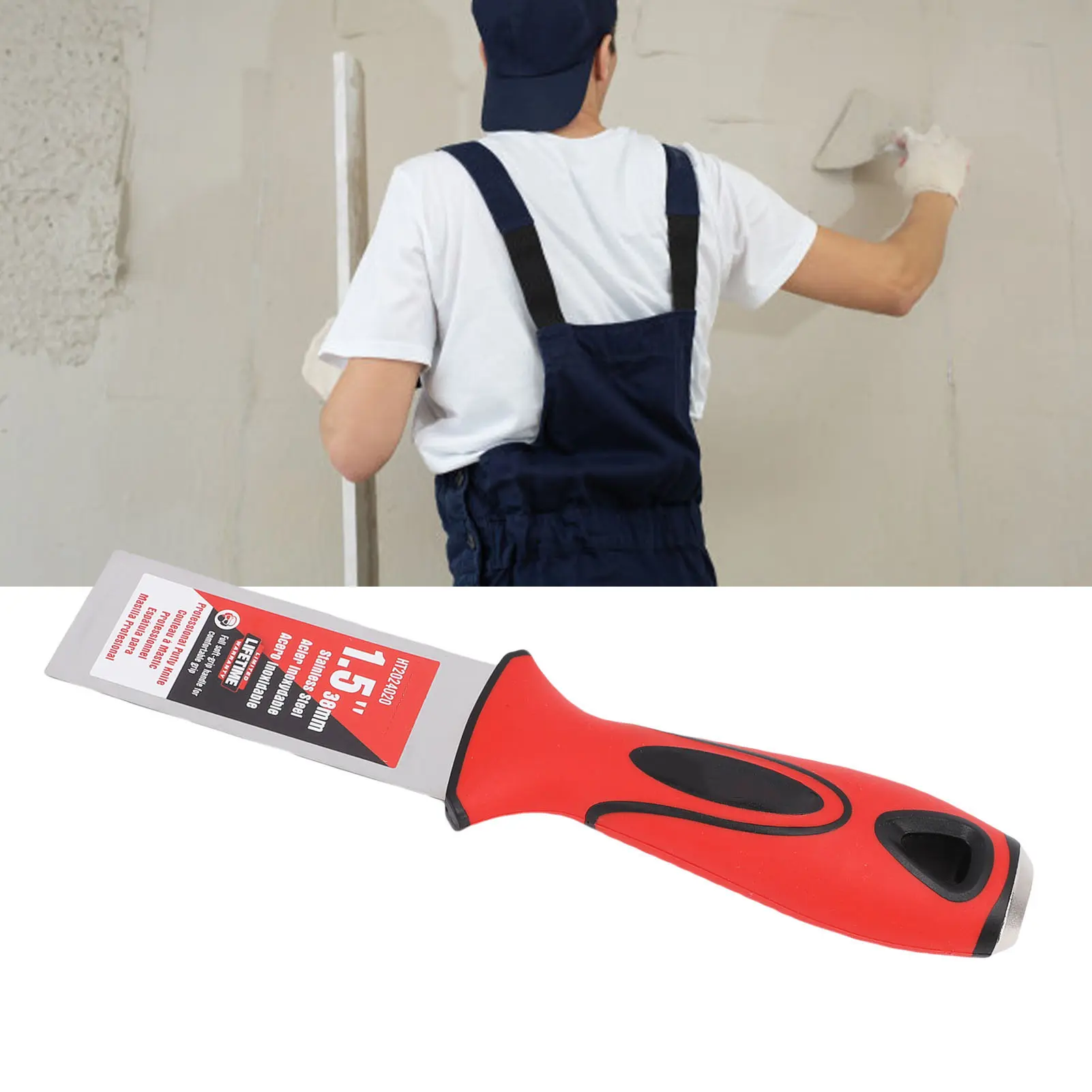 Paint Scraper Tool 1.5 Inch Double Color Handle Stainless Steel  Putty Scraper Tool Stainless Steel Paint Scraper