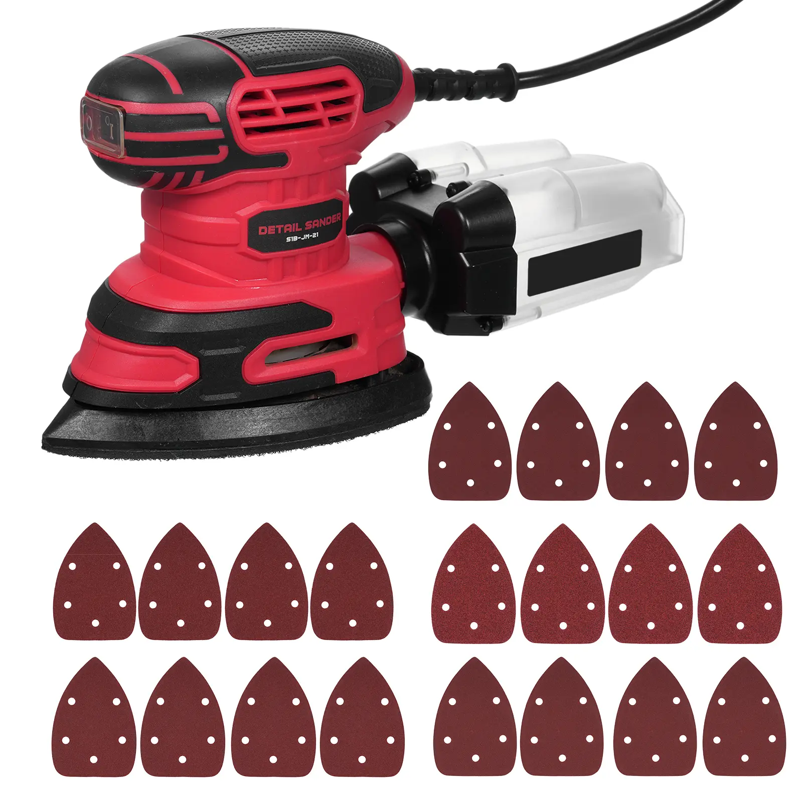 Detail Sander 13,000 OPM Compact Electric Sander with Dust Collector 220W 1.6Amp Power Sander w/20PCS Sanderpapers for Woodwork
