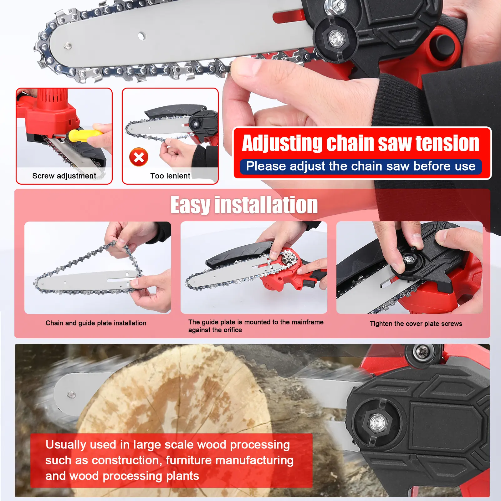 4/6 Inch Chainsaw Chain Guide Electric Chainsaw Chains and Guide Used for Logging and Pruning Chainsaw Guide Plate