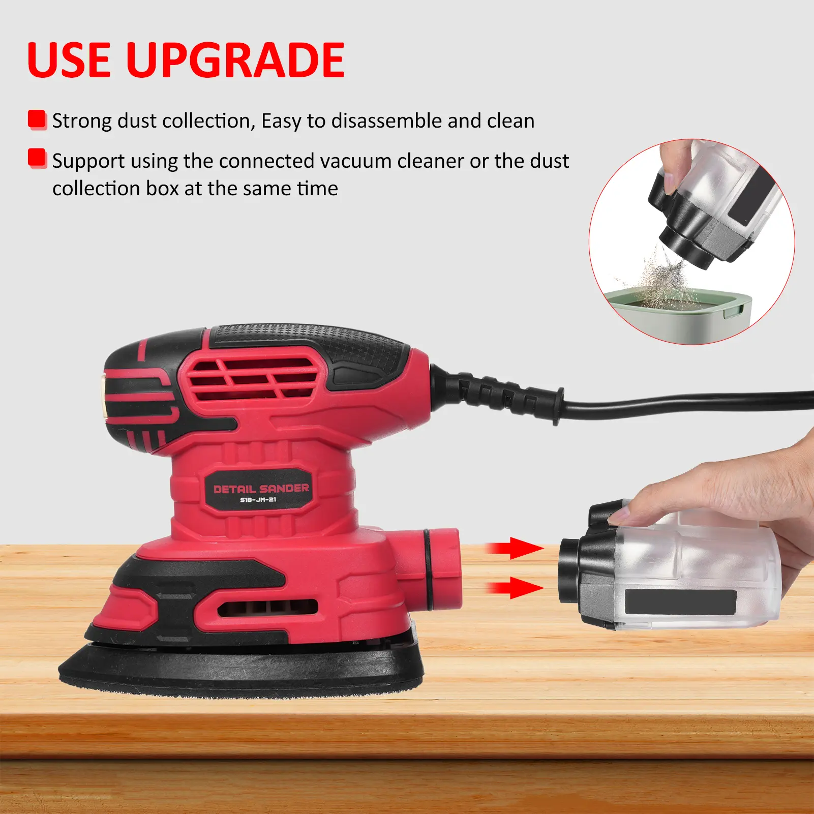 Detail Sander 13,000 OPM Compact Electric Sander with Dust Collector 220W 1.6Amp Power Sander w/20PCS Sanderpapers for Woodwork