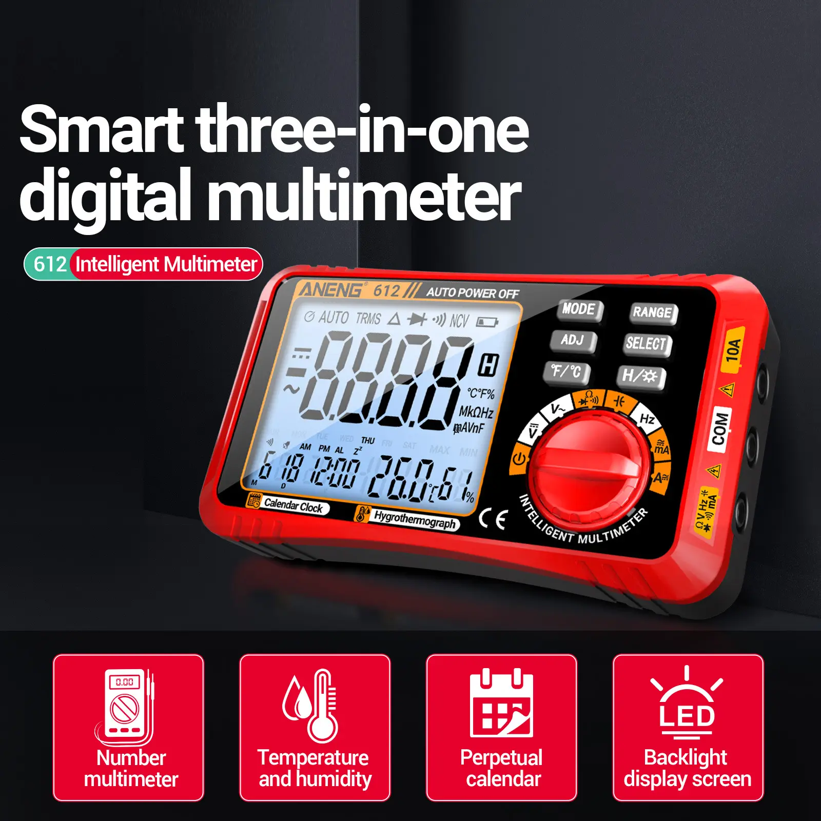 ANENG 612/613 Smart Digital Multimeters AC/DC Current Voltage Capacitance Professional Measurement Multimetro Test Tools