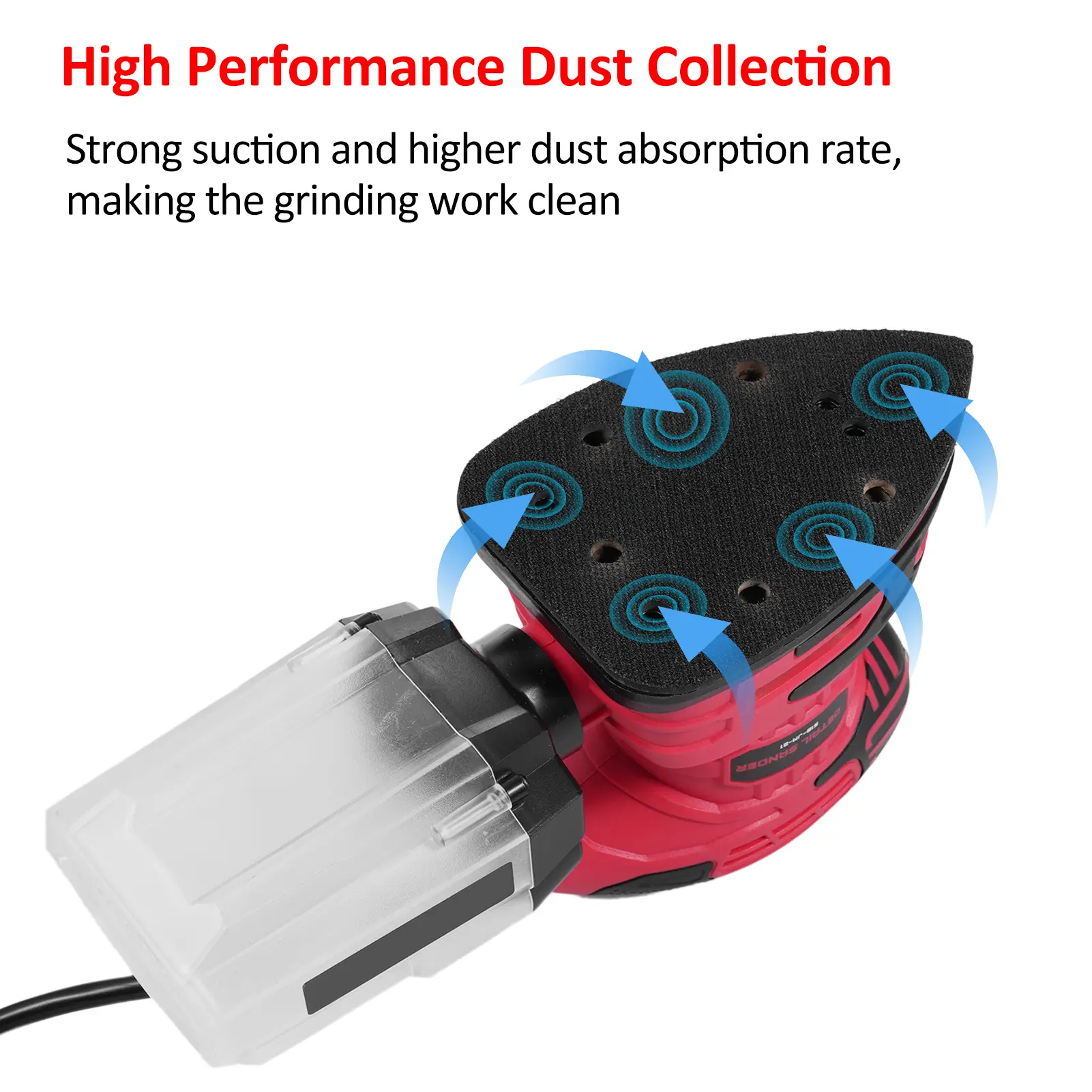 Detail Sander 13,000 OPM Compact Electric Sander with Dust Collector 220W 1.6Amp Power Sander w/20PCS Sanderpapers for Woodwork