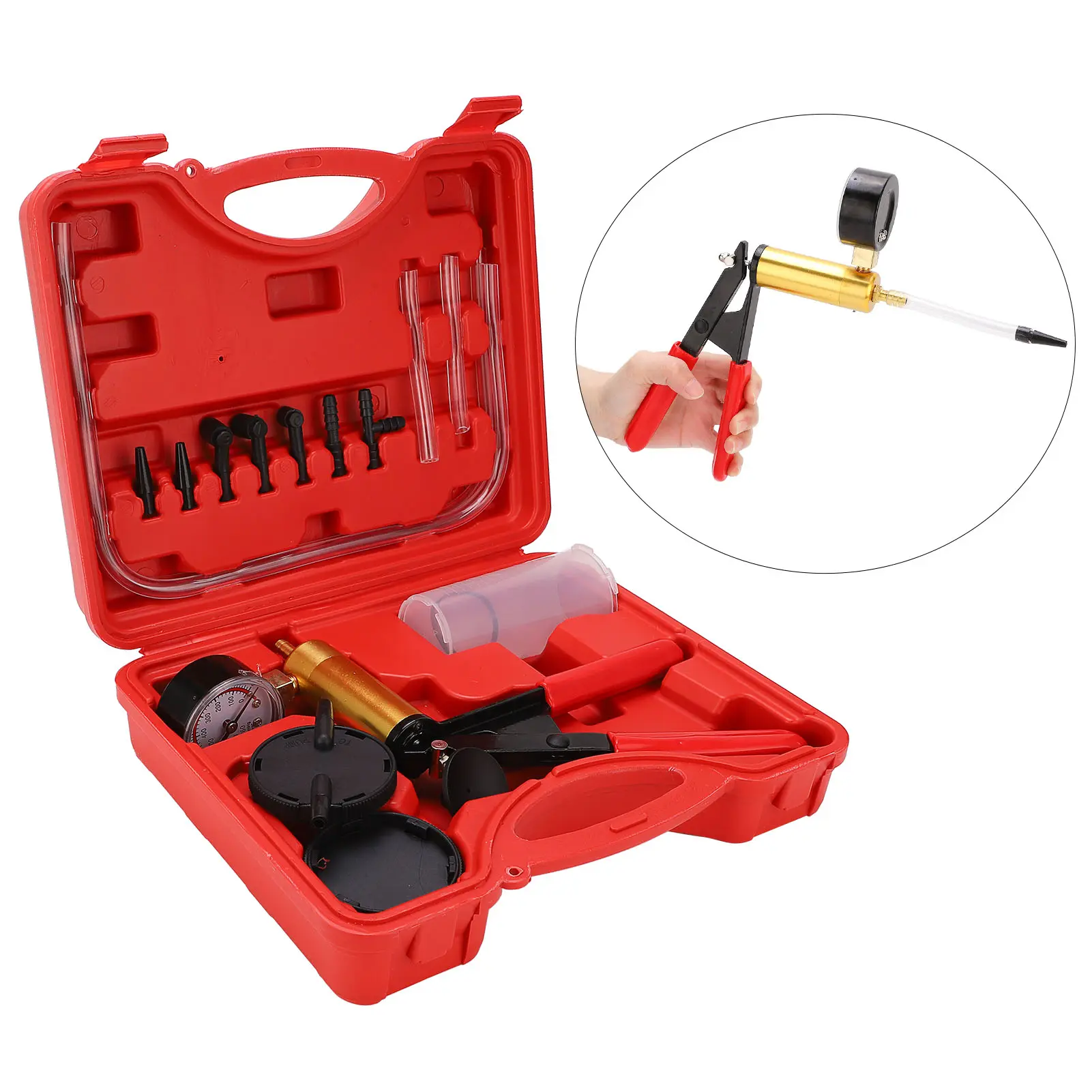 Brake Bleeder Tester Set Hand Held Brake Bleeder Tester Set Bleed Kit Vacuum Pump Car Motorbike Bleeding