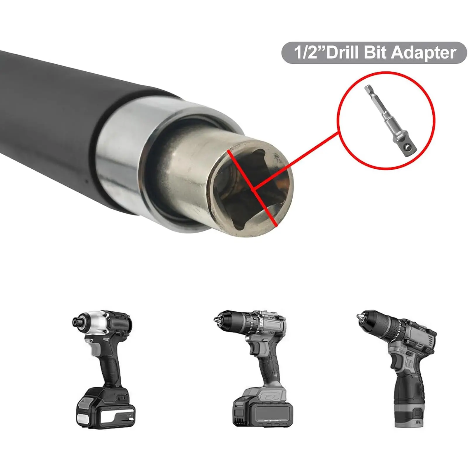 Multifunctional Spanner Extension Wrench Set 1/2 Inch Bit Adapter Compact Design Forward Reverse  for Furniture Assembly