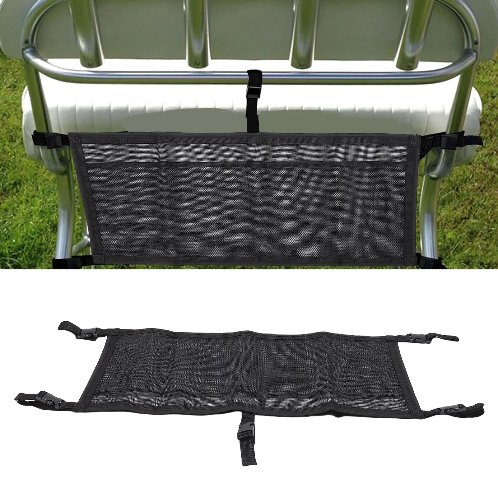 Boat Seat Organizing Bag Boat Storage Bag with 3 Divisions Adjustable Straps Mesh Boat Seat Organizing Suspended Bag for Yacht