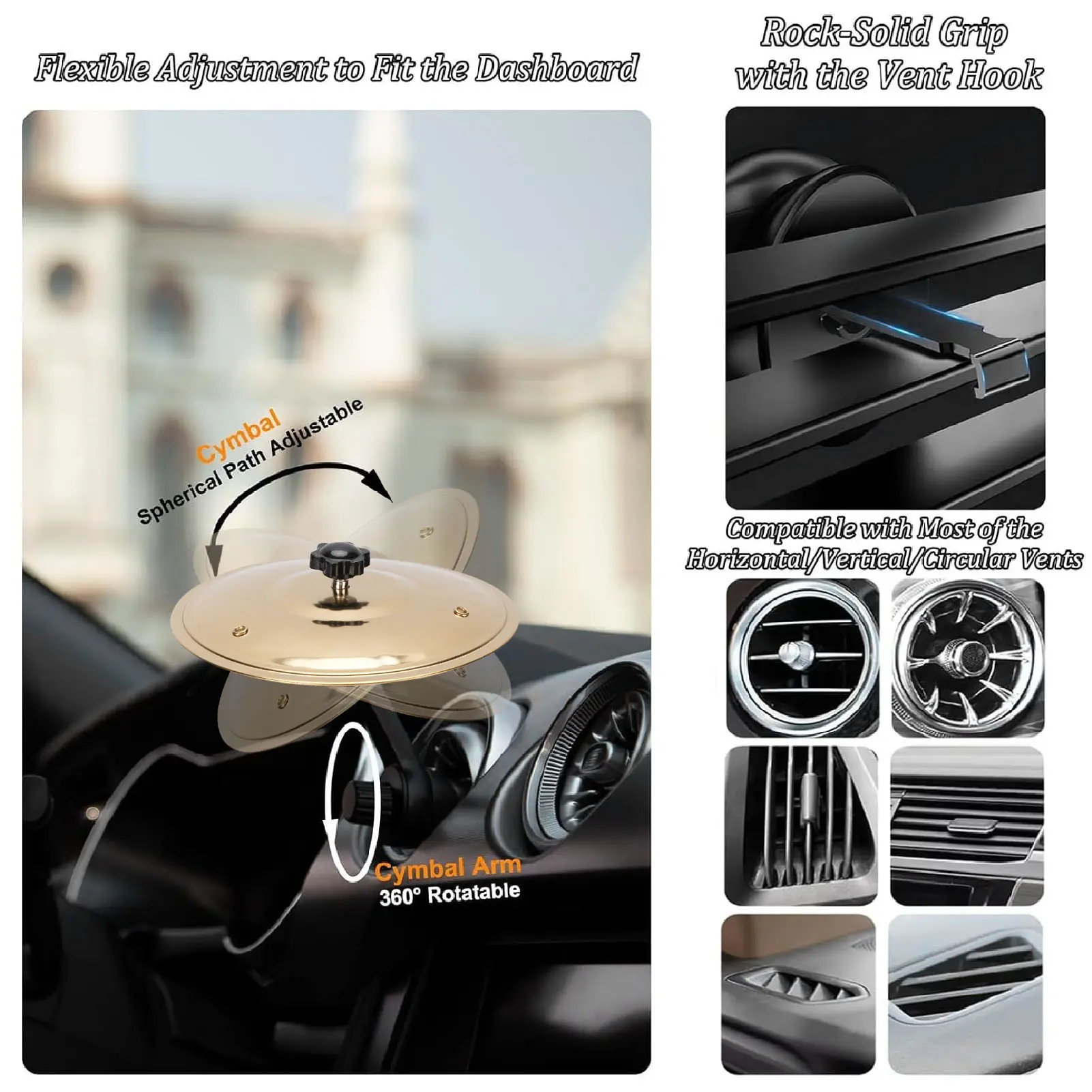 Car Air Vent Crash Cymbal Drum Car Crash Cymbal Mini Drum for Vehicles Air Vent Dash Small Fun Practical Accessories