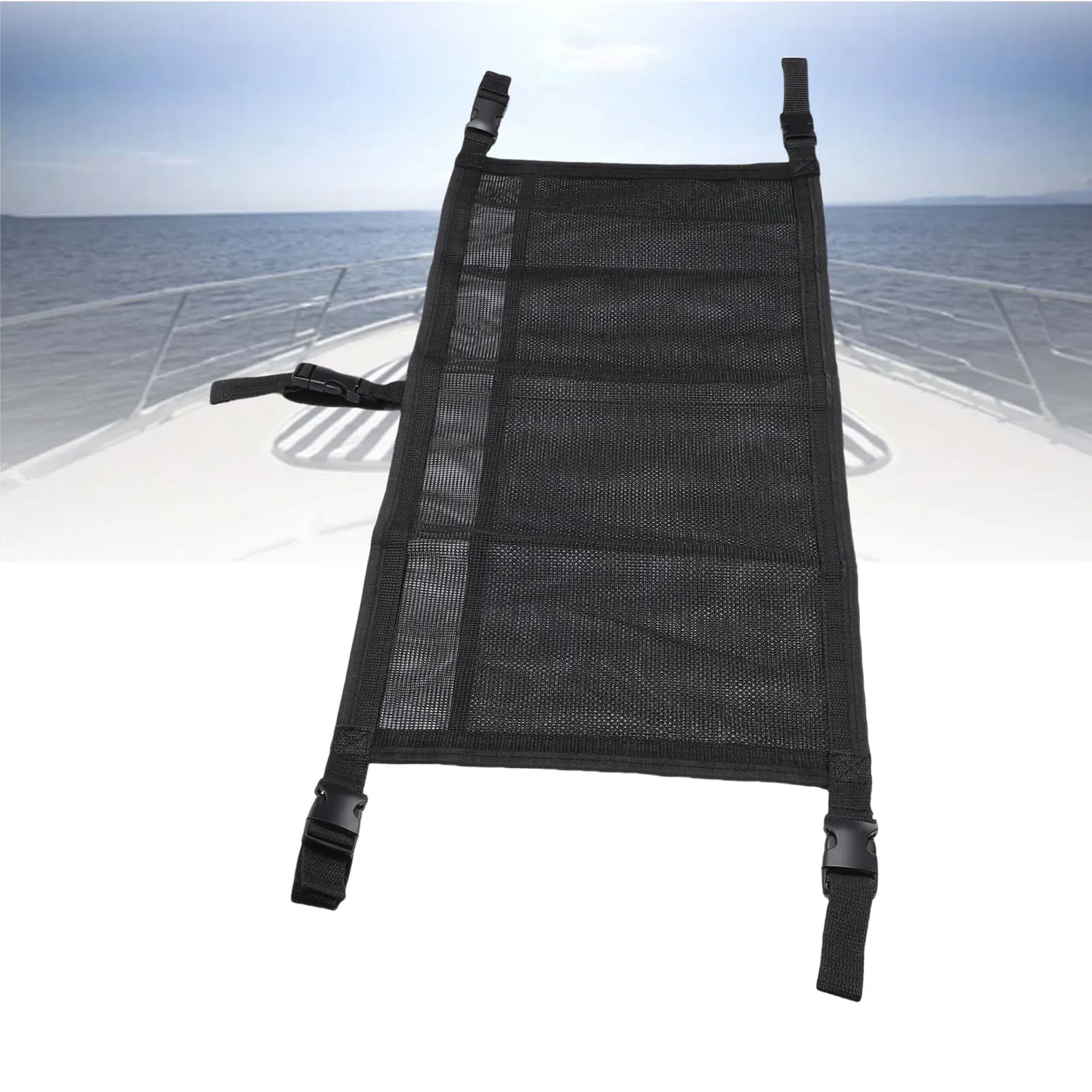 Boat Seat Organizing Bag Boat Storage Bag with 3 Divisions Adjustable Straps Mesh Boat Seat Organizing Suspended Bag for Yacht