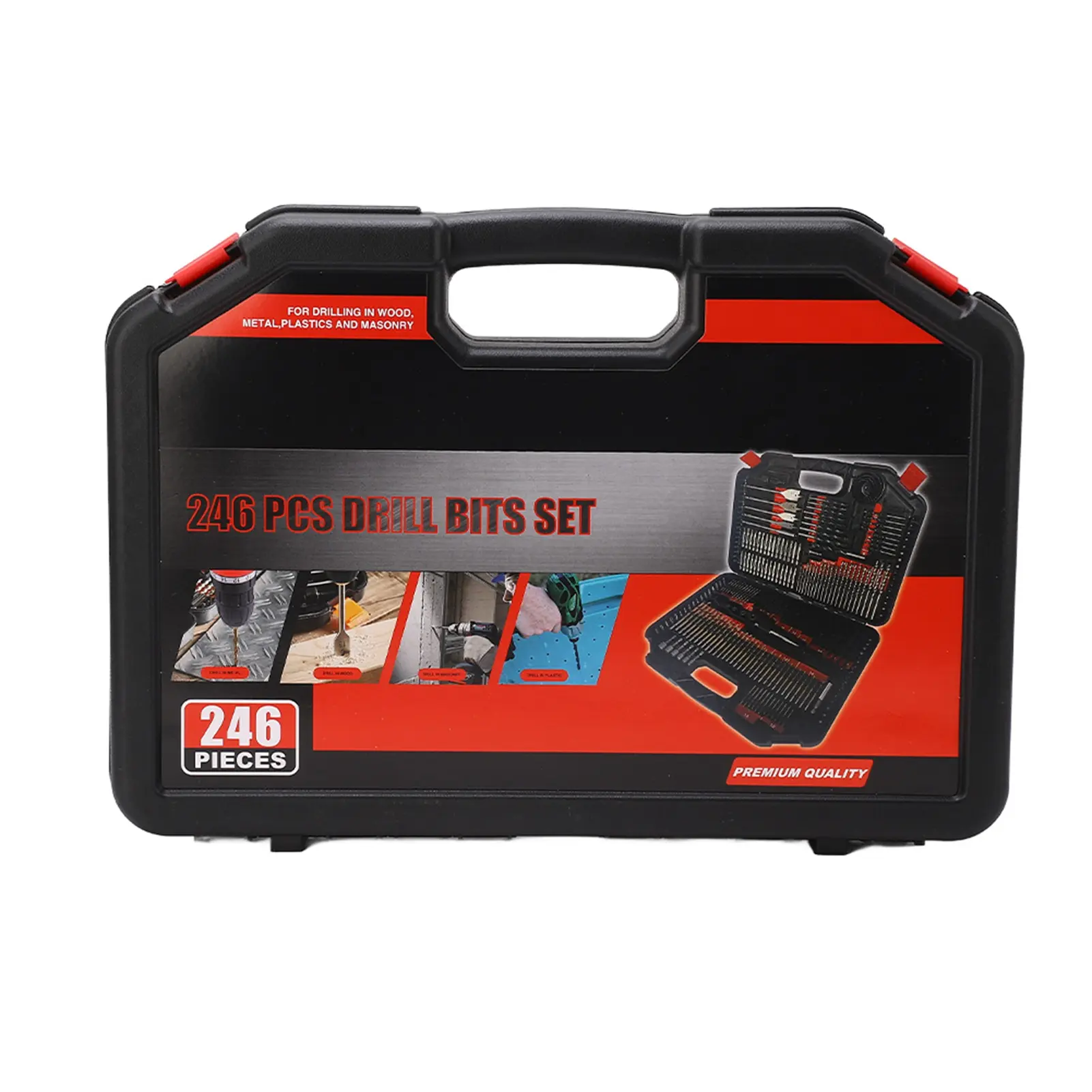 246PCS/set Multifunctional Combination Drill Bit Screw Bits Set Kit with Black Plastic Box Multifunctional Drill Bits Set