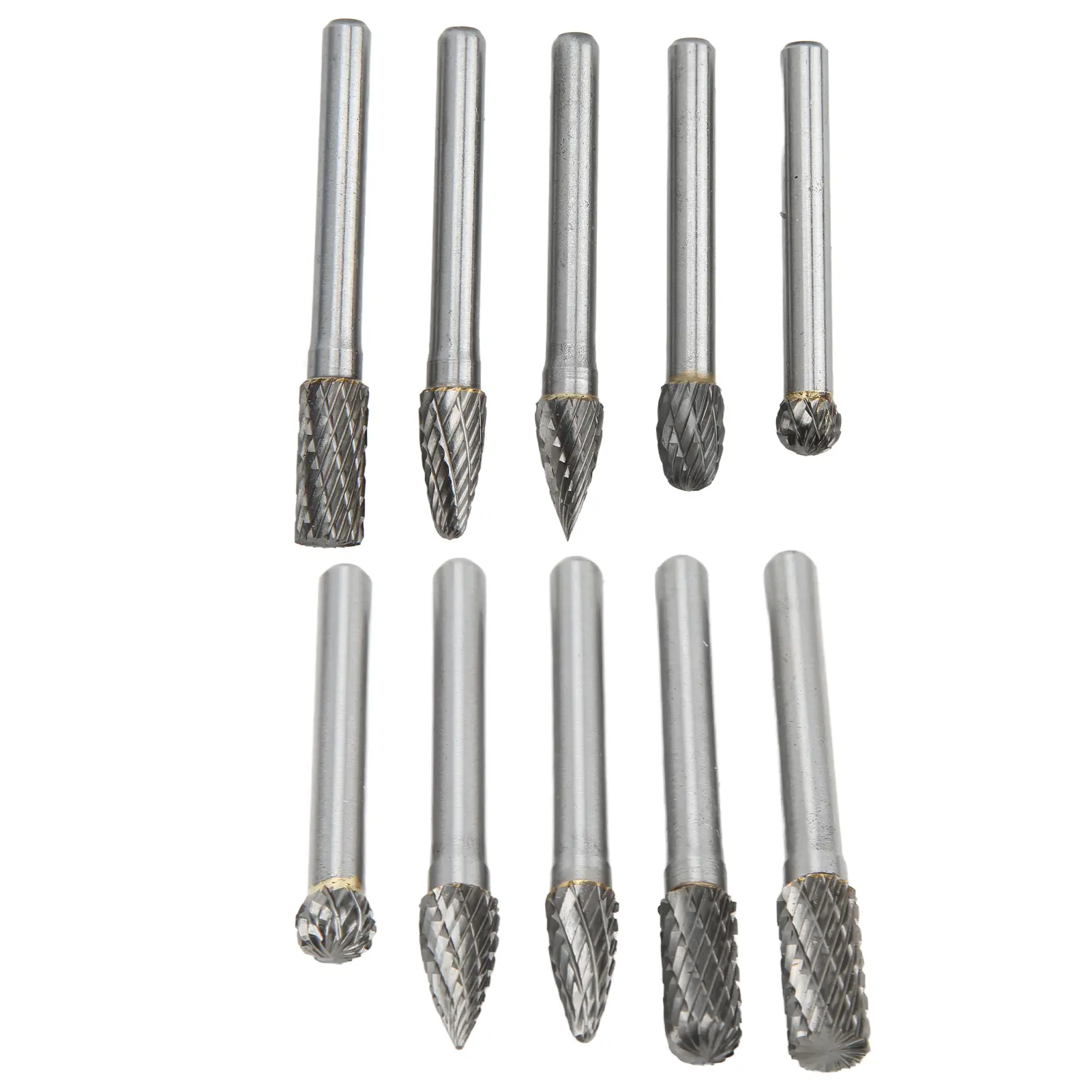 5pcs/Set Tungsten Carbide Rotary Burrs Bits Set 6x8mm Double Cut for Polishing Grinding Engraving Drilling Carbide Cutting Burrs