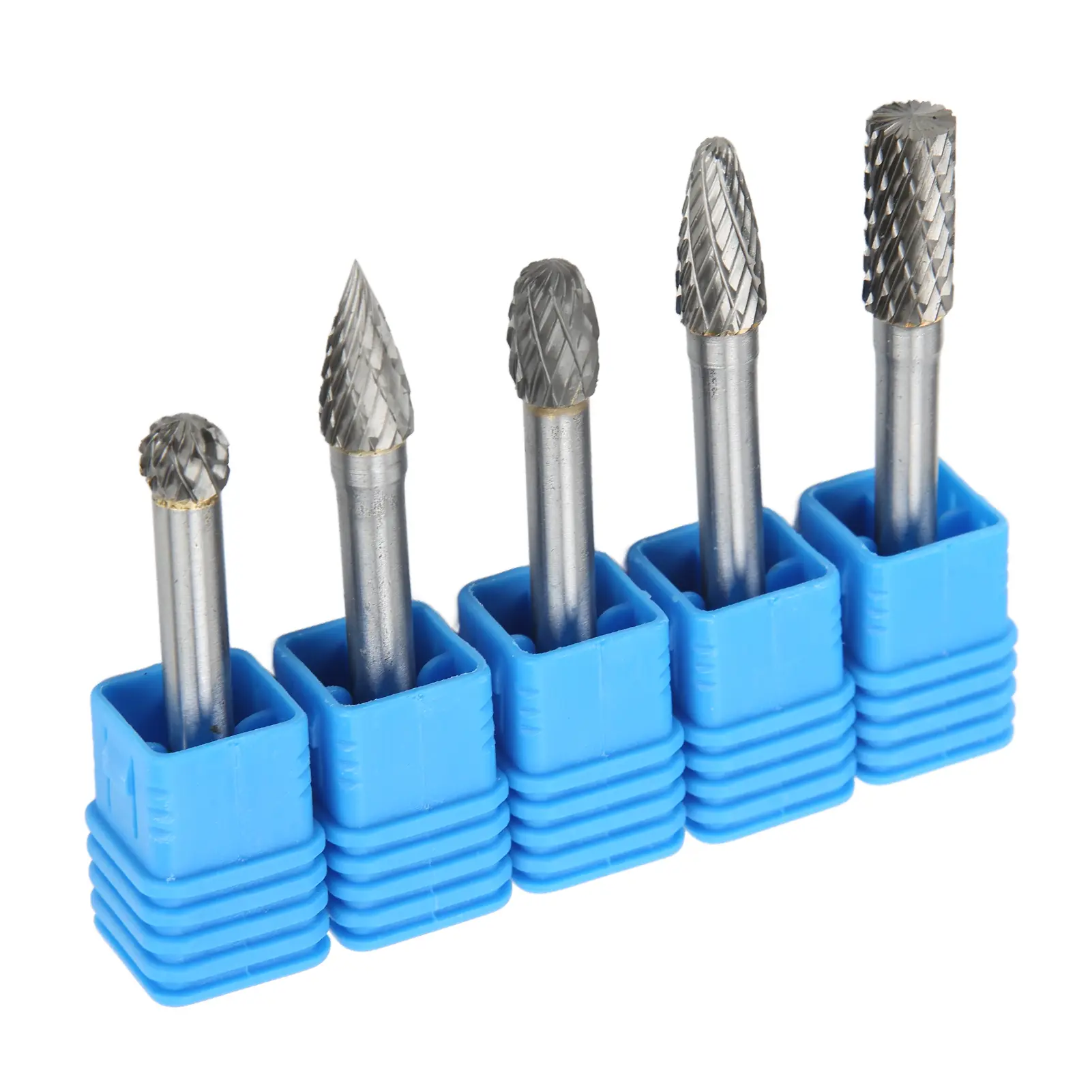 5pcs/Set Tungsten Carbide Rotary Burrs Bits Set 6x8mm Double Cut for Polishing Grinding Engraving Drilling Carbide Cutting Burrs