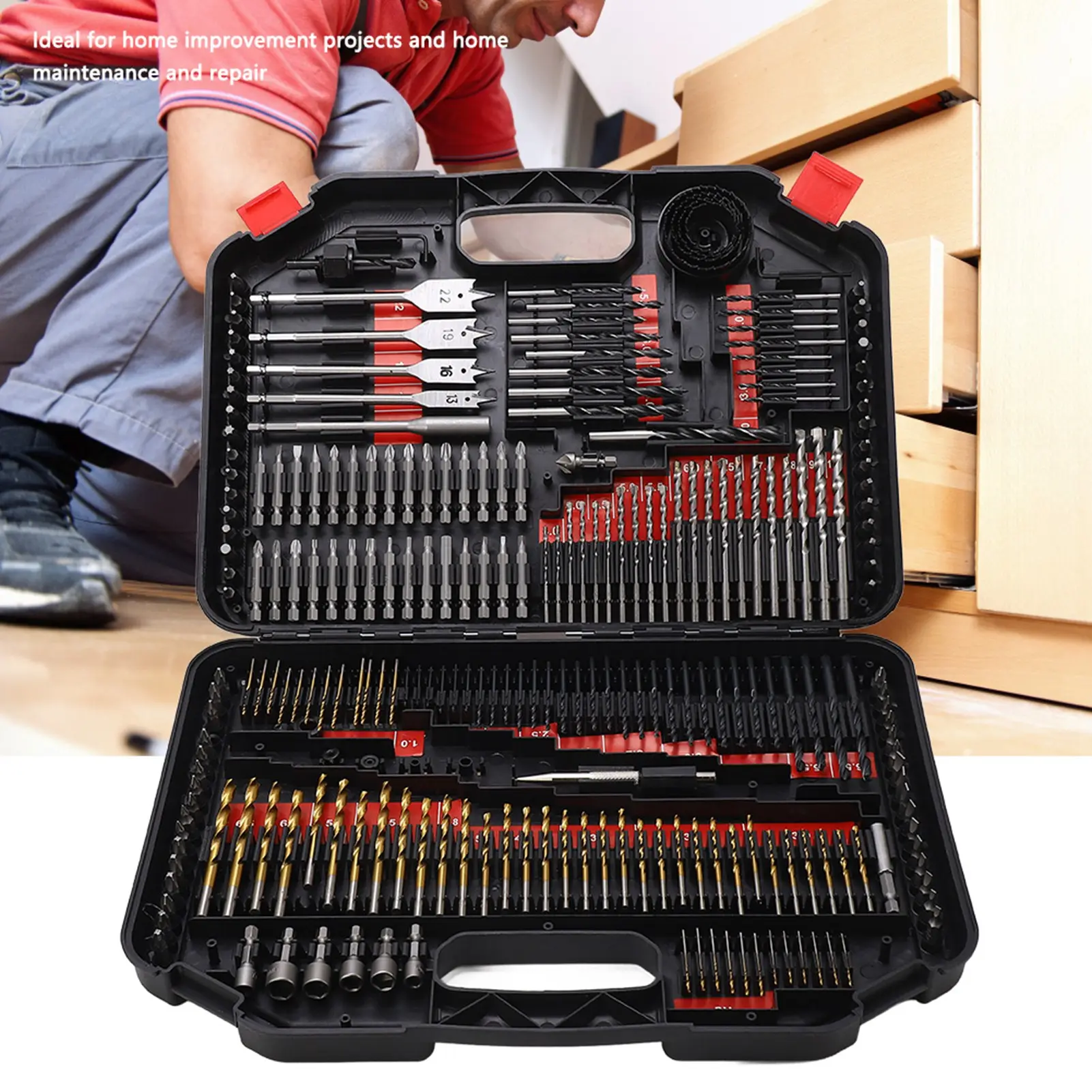 246PCS/set Multifunctional Combination Drill Bit Screw Bits Set Kit with Black Plastic Box Multifunctional Drill Bits Set