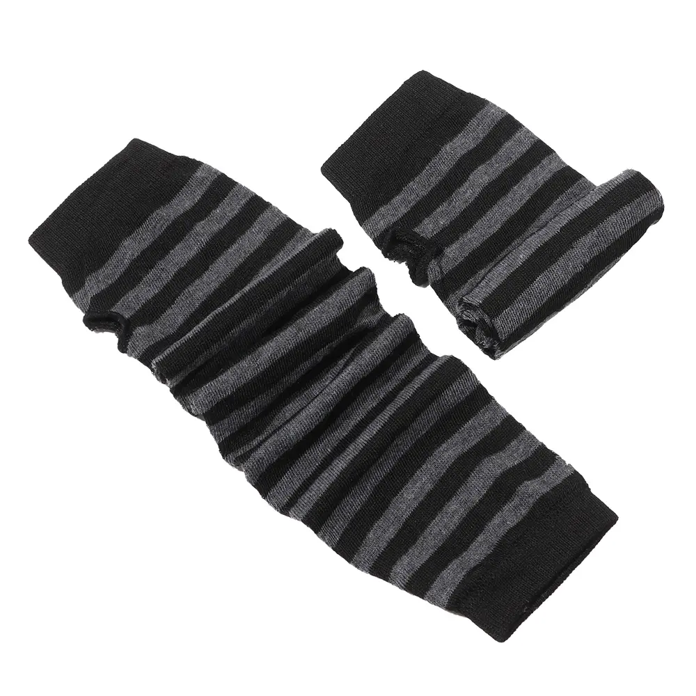 Wristband Arm Warmer Long Sleeve Striped Women Girls Cotton Classic Fingerless Long Gloves