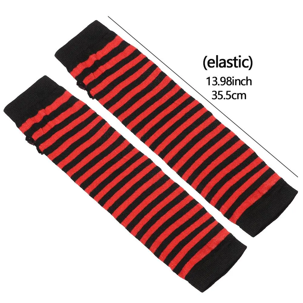 Wristband Arm Warmer Long Sleeve Striped Women Girls Cotton Classic Fingerless Long Gloves