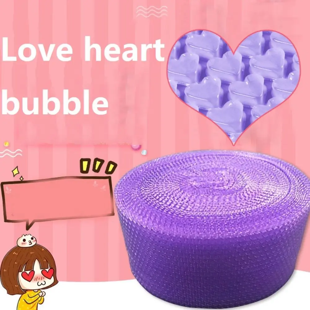 Lovely 0.2*6M Thicked Heart Shape Bubble Wrap Shockproof Packaging Buffer Bubble Paper Foam Roll Buffer Packaging Goods Pack