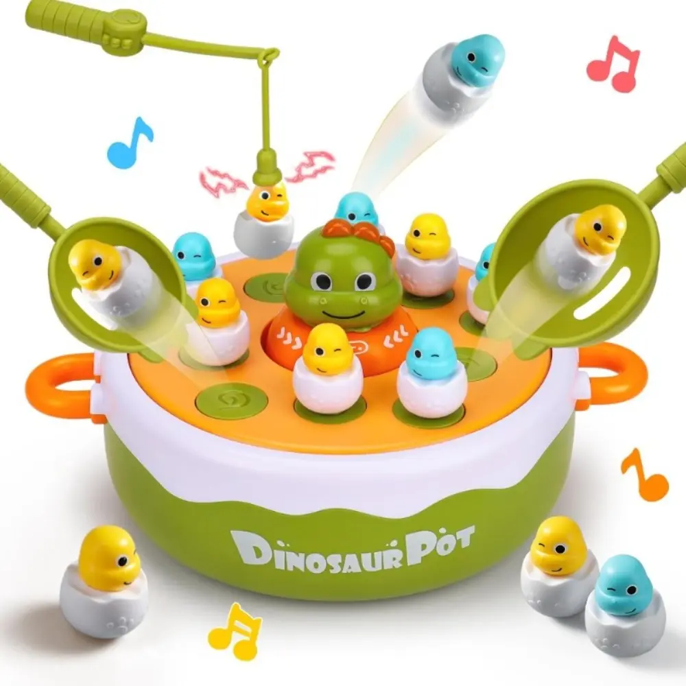Dinosaur Multi functional Magnetic Fishing Wheel Toy Set Bouncing Dinosaur Wheel Rotating Music Children's Toy