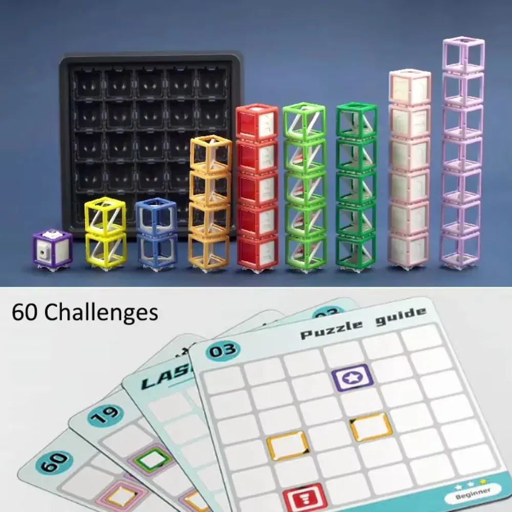 Laser Maze STEM Game Toys,Children's 60 Levels Challenge sLaser Maze Logic Thinking Training Board Game Stacking Educational Toy