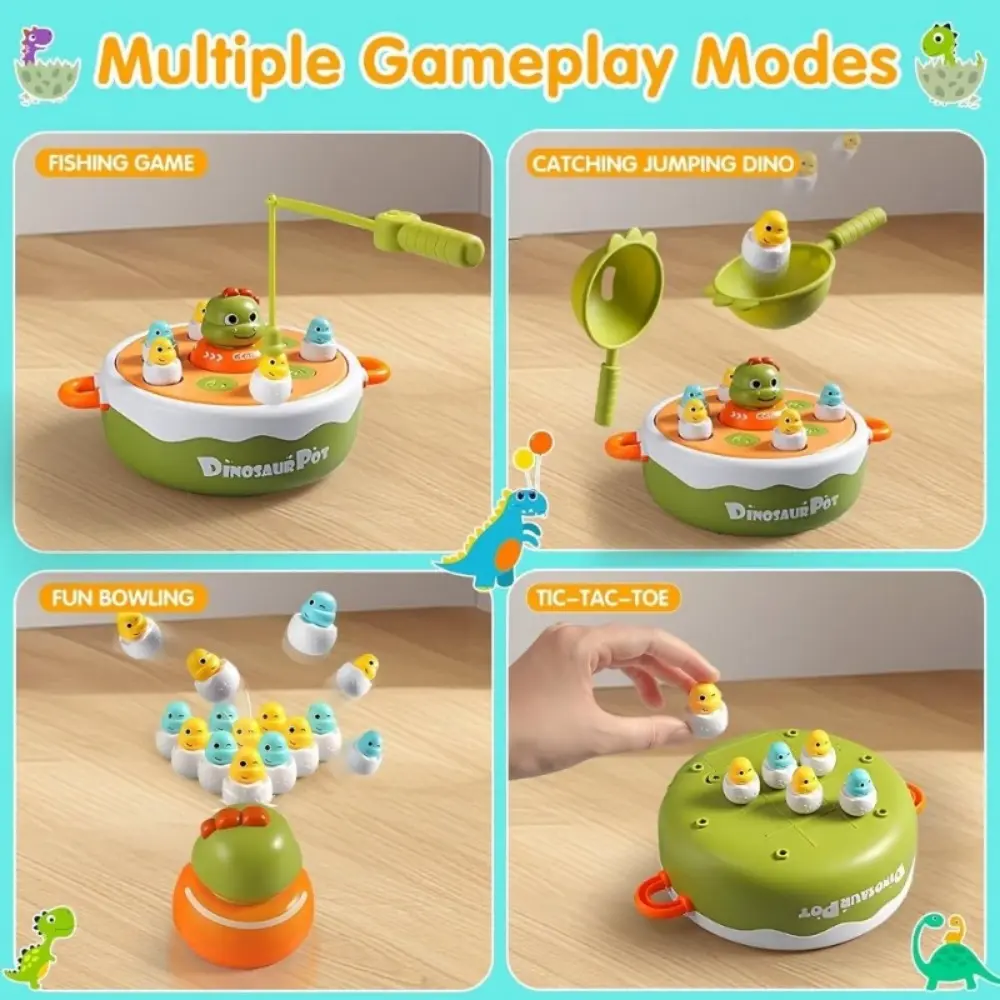 Dinosaur Multi functional Magnetic Fishing Wheel Toy Set Bouncing Dinosaur Wheel Rotating Music Children's Toy