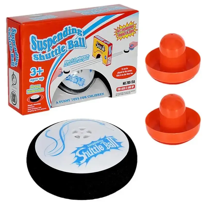 Mini Electric Floating Hockey Table Toys Air Hockey Hover Ball Board Game Toy with 2 Red Air Hockey Pushers for Kids Adults