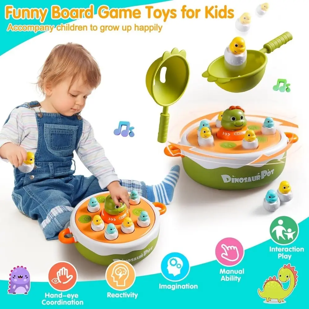 Dinosaur Multi functional Magnetic Fishing Wheel Toy Set Bouncing Dinosaur Wheel Rotating Music Children's Toy