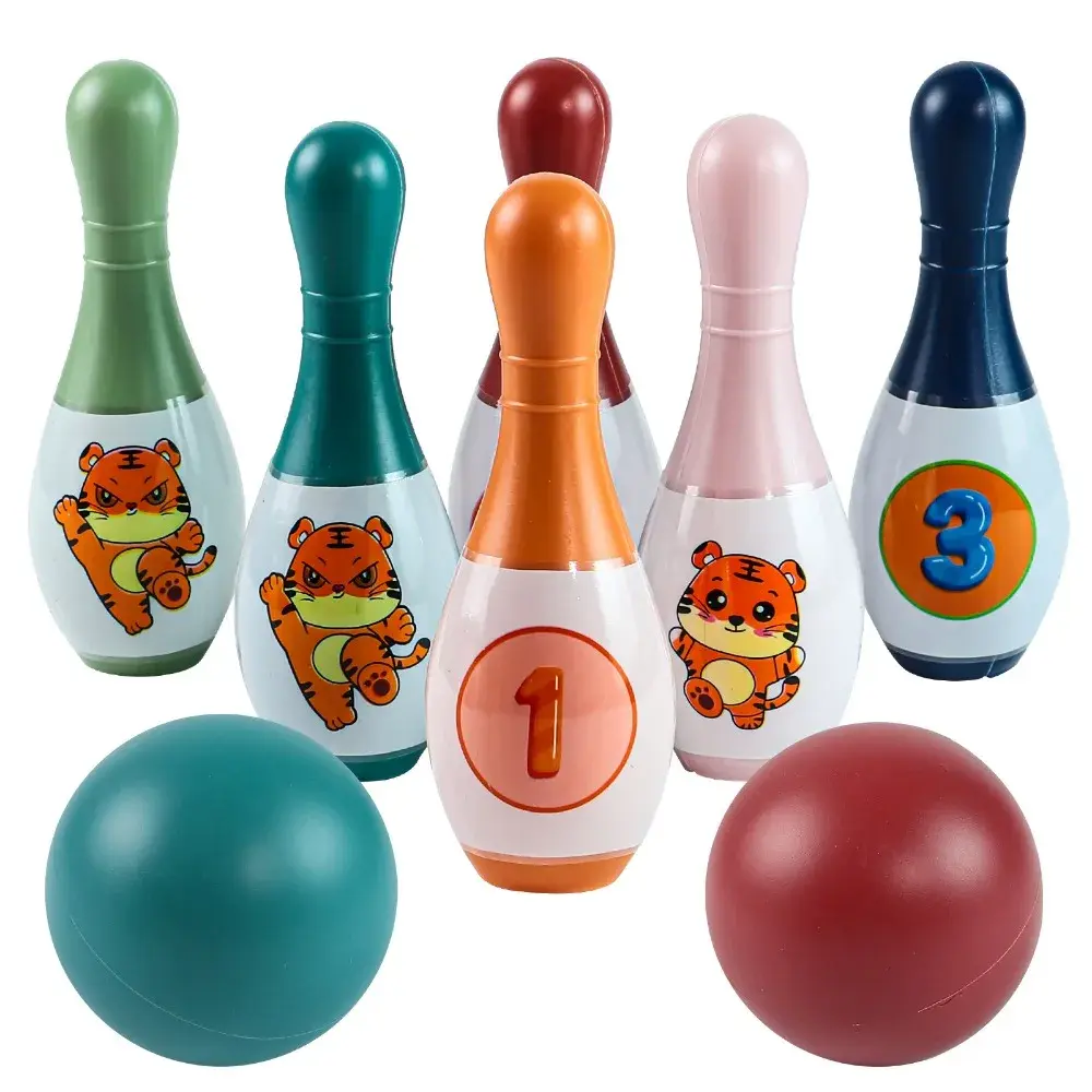 IParent-child Interaction Bowling Toys,Indoor Outdoor Sports Bowling Balls Game, Bowling Set Includes 6 Plastic Pins & 2 Balls