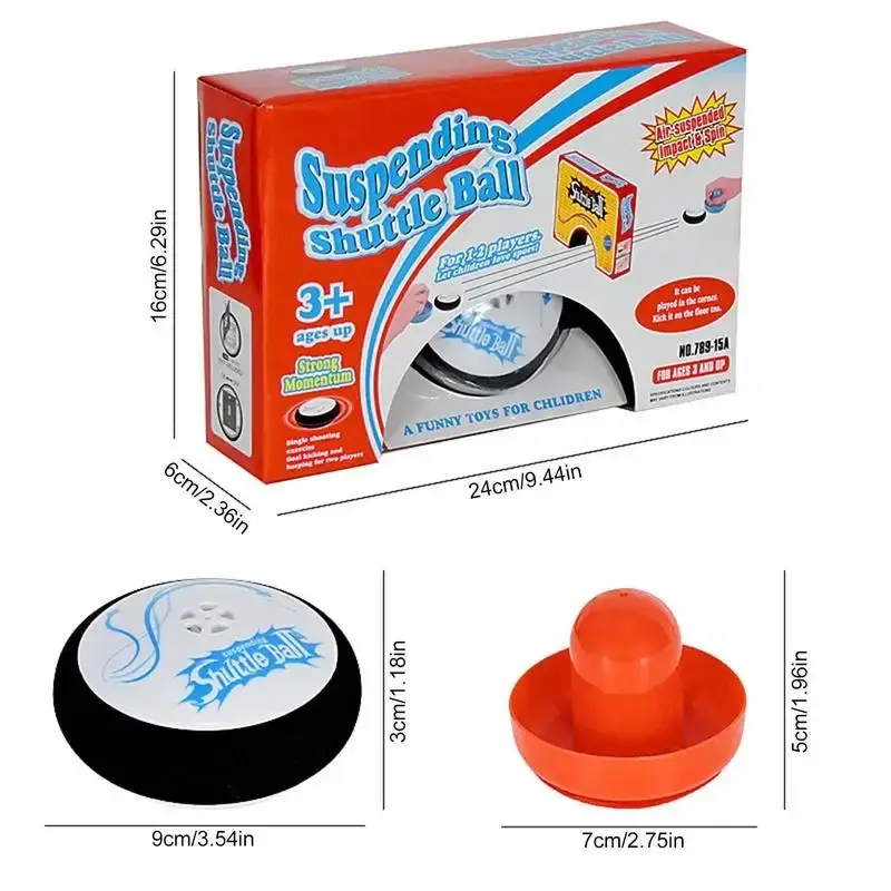Mini Electric Floating Hockey Table Toys Air Hockey Hover Ball Board Game Toy with 2 Red Air Hockey Pushers for Kids Adults