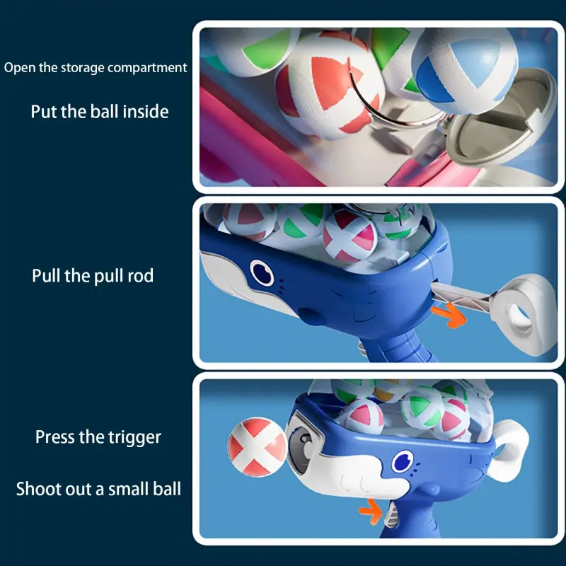 Indoor and Outdoor Parent Child Interactive Shooting Competition Puzzle Toys Whale Sticky Ball Gun for Children