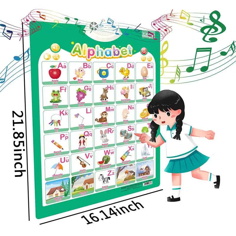 9PCS/Set English Talking Poster Alphabet Numbers Fruits Animals Electronic Interactive Wall Chart for Kids Early Educational Toy