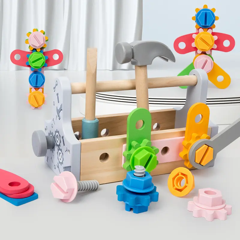 Children Toolbox Wooden Toys Pretend Play Set Nut Disassembly Screw Assembly Simulation Repair Games Educational Sensory Toys