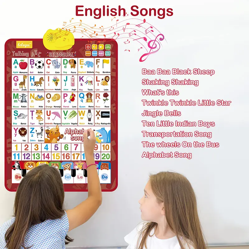 ABC Learning for Toddlers Learning Toys En/Spanish Electronic Interactive Wall Chart with Musical Alphabet Educational Gifts