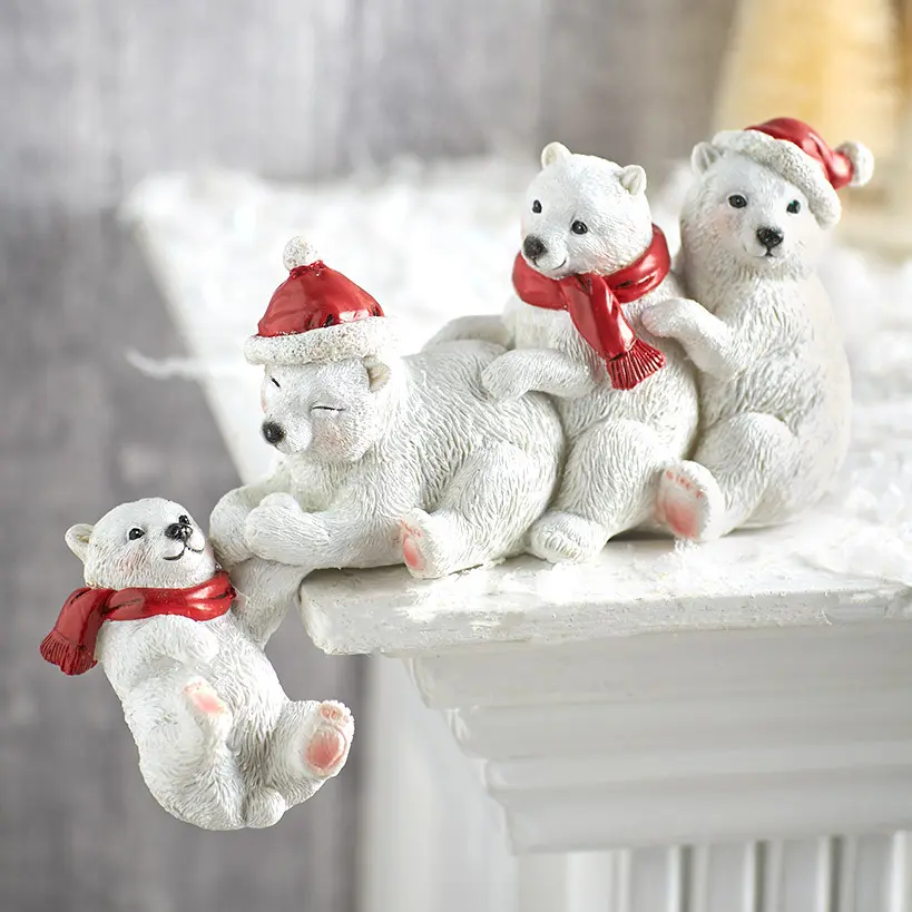 Christmas Door Frame Decoration Santa Claus Polar Bear A Helping Hand Table Corner Ornaments Tabletop Crafts Home Decoration