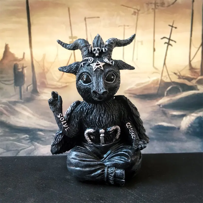 Halloween Decorations Black Goat Resin Craft Creative Home New Gift Craft Jewelry Resin Desktop Statue Courtyard Decoration