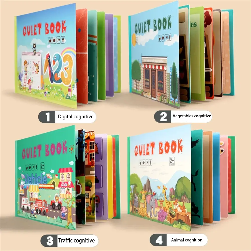 Quiet Book Sticker Puzzles Game Baby Educational Montessori Early Education Children Cognitive Paste Matching Card Birthday Gift