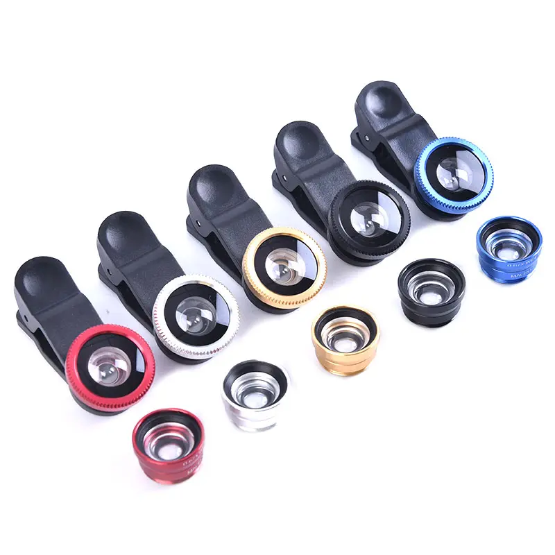 3In1 Mobile Phone Fish eye Wide-angle Macro Lightweight Universal Phone Camera Lens Magnifying Glass Fish eye Macro Wide-angle