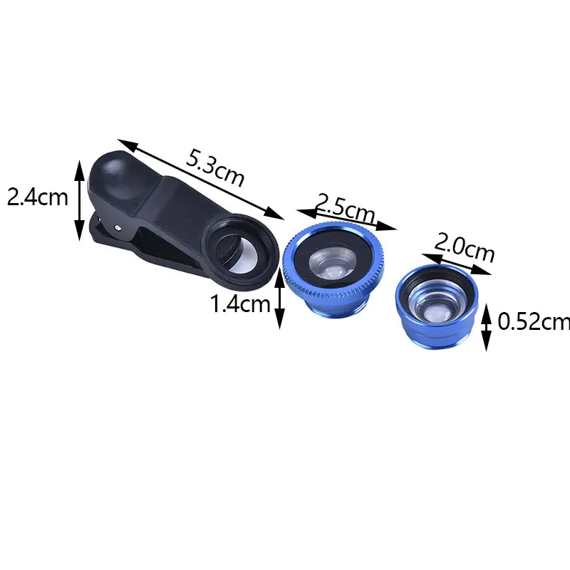3In1 Mobile Phone Fish eye Wide-angle Macro Lightweight Universal Phone Camera Lens Magnifying Glass Fish eye Macro Wide-angle