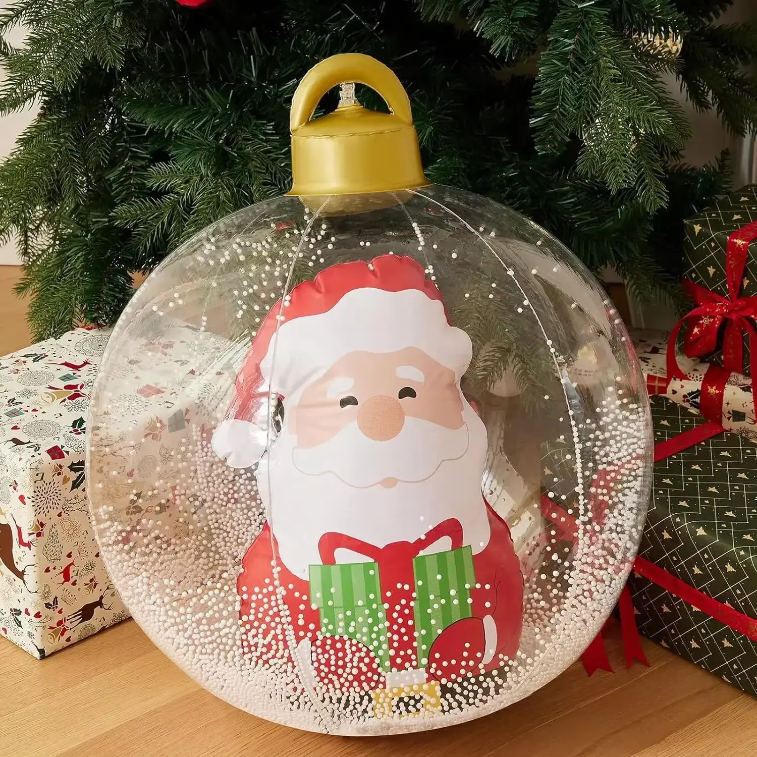 60cm Transparent Giant Inflatable Christmas Ball with Lights Christmas Decorations Outdoor Christmas Decorations Big Ball