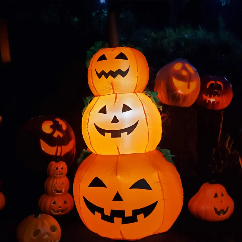 1.2 M Halloween Inflatable Pumpkin with LED Outdoor Decoration Horror Home Garden Courtyard Tombstone Decoration Haunted Props