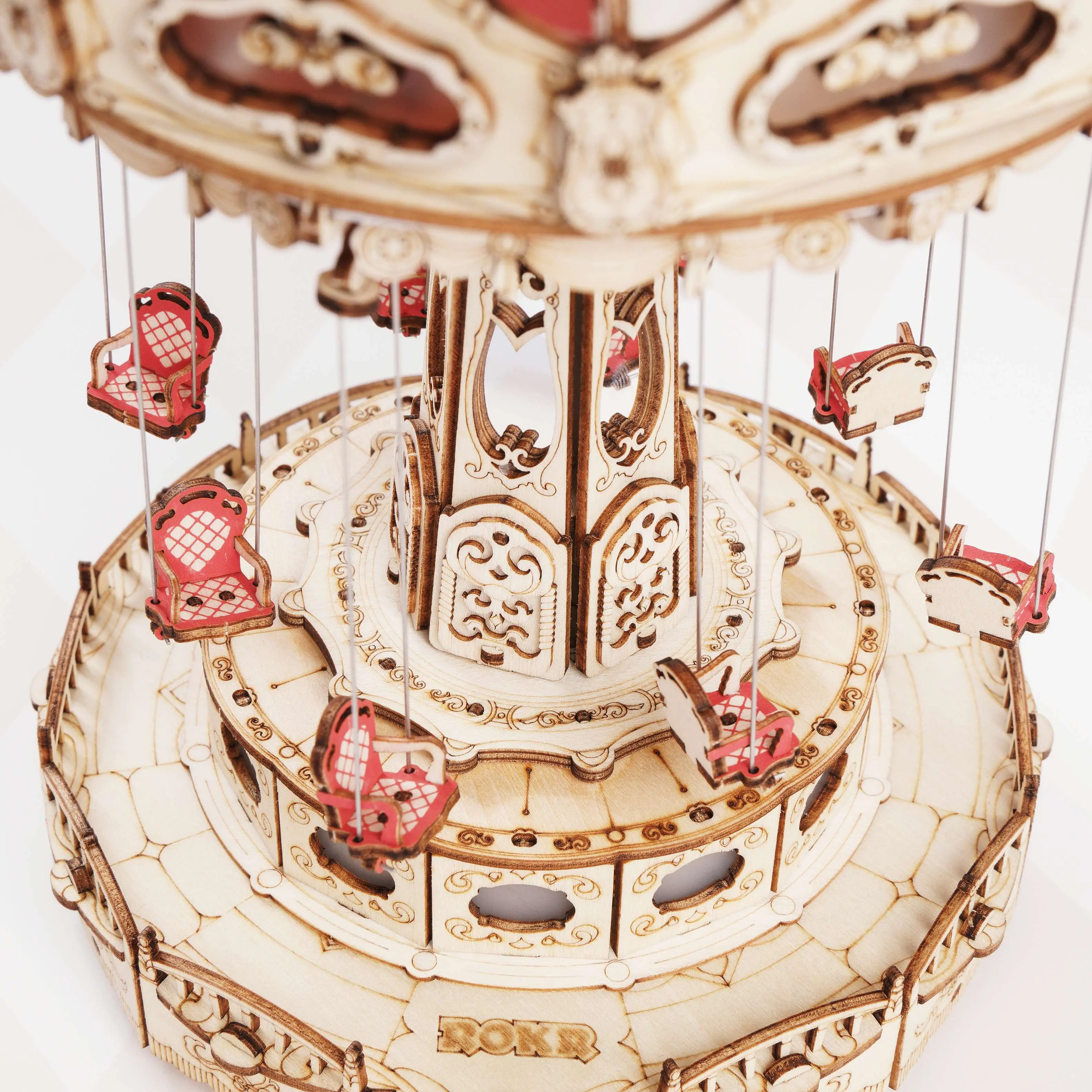 Children's 3D Wooden Puzzle Magic Amusement Park Wooden Toys Music Box Building Blocks Amusement Park Series Gifts Easy Assembly