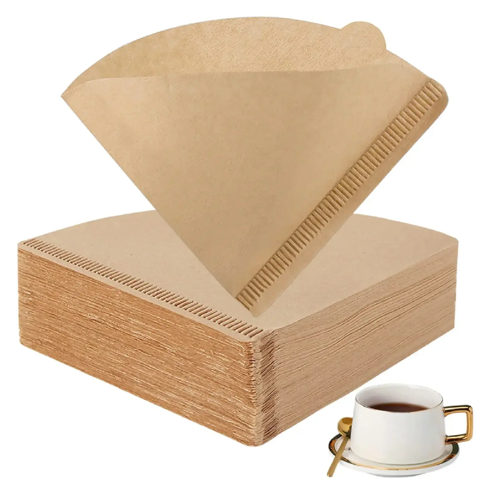 50 Pcs of Paper Coffee Filter Tipping Filter V-shaped Conical Filter Paper Drip Filter Manual Coffee Filter Paper Conical Paper