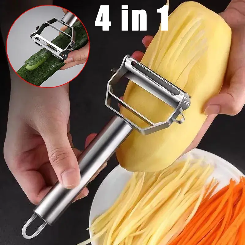 4In1 Multifunctional Vegetable Apple Peeler Fruit Peeler Stainless Steel Potato Slicer Carrot Shredder Household Kitchen Tools