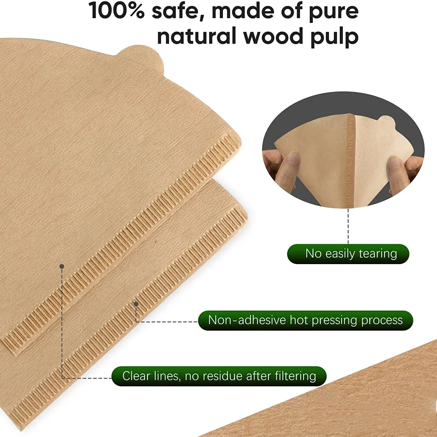 50 Pcs of Paper Coffee Filter Tipping Filter V-shaped Conical Filter Paper Drip Filter Manual Coffee Filter Paper Conical Paper