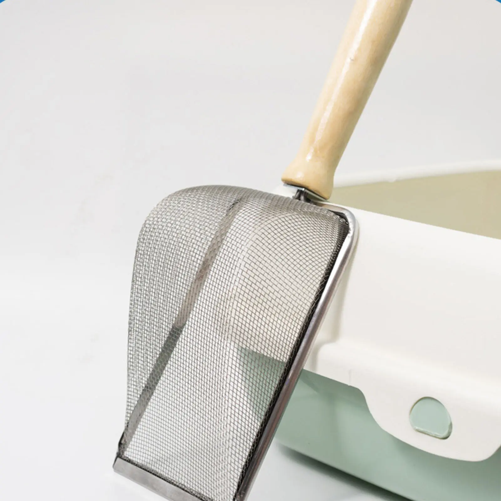 Fine Fesh Cat Litter Net Shovel Metal Mesh Cat Litter Shovel Reptile Wooden Handle Sand Shovel Cleaning Feces Pet Cleaning Tool