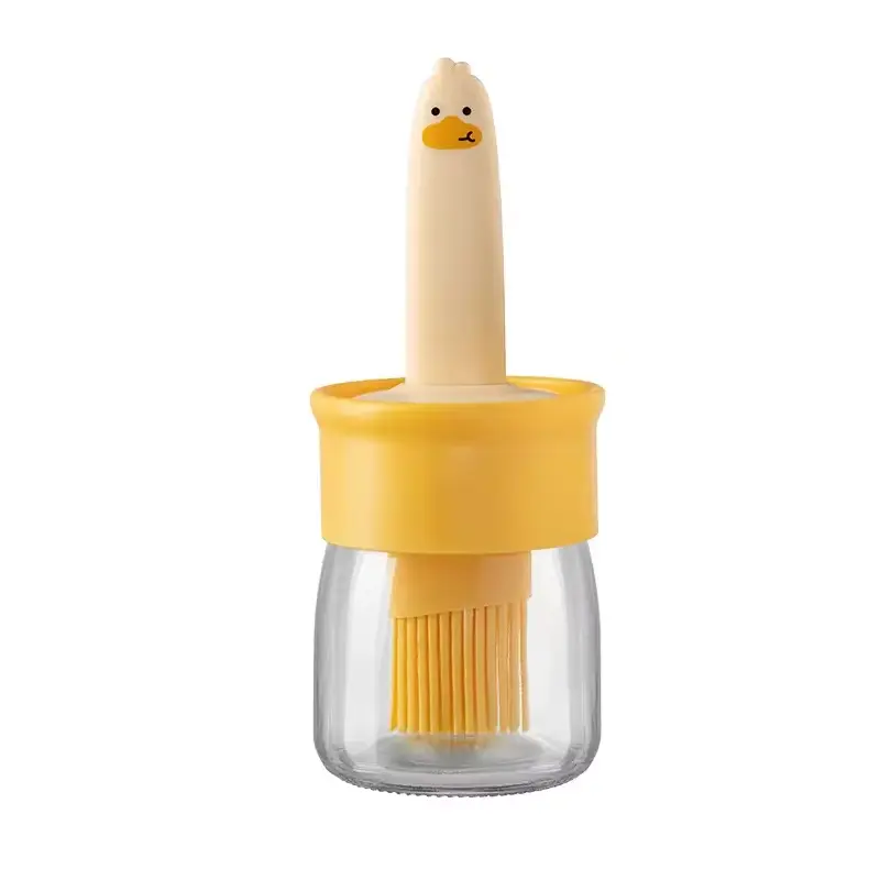 Kitchen Silicone Oil Bottle Baking BBQ Grill Oil Brush Dispenser with Bottle Oil Brush BBQ Brush Heat-resistant Outdoor BBQ Tool