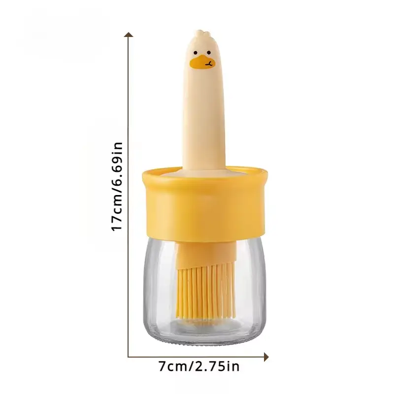 Kitchen Silicone Oil Bottle Baking BBQ Grill Oil Brush Dispenser with Bottle Oil Brush BBQ Brush Heat-resistant Outdoor BBQ Tool